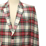 Mens Blazer White Red Tartan Plaid Wool 2 Button Dress Formal Suit Jacket Wedding Sport Coat 44R