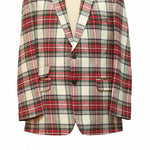 Mens Blazer White Red Tartan Plaid Wool 2 Button Dress Formal Suit Jacket Wedding Sport Coat 44R