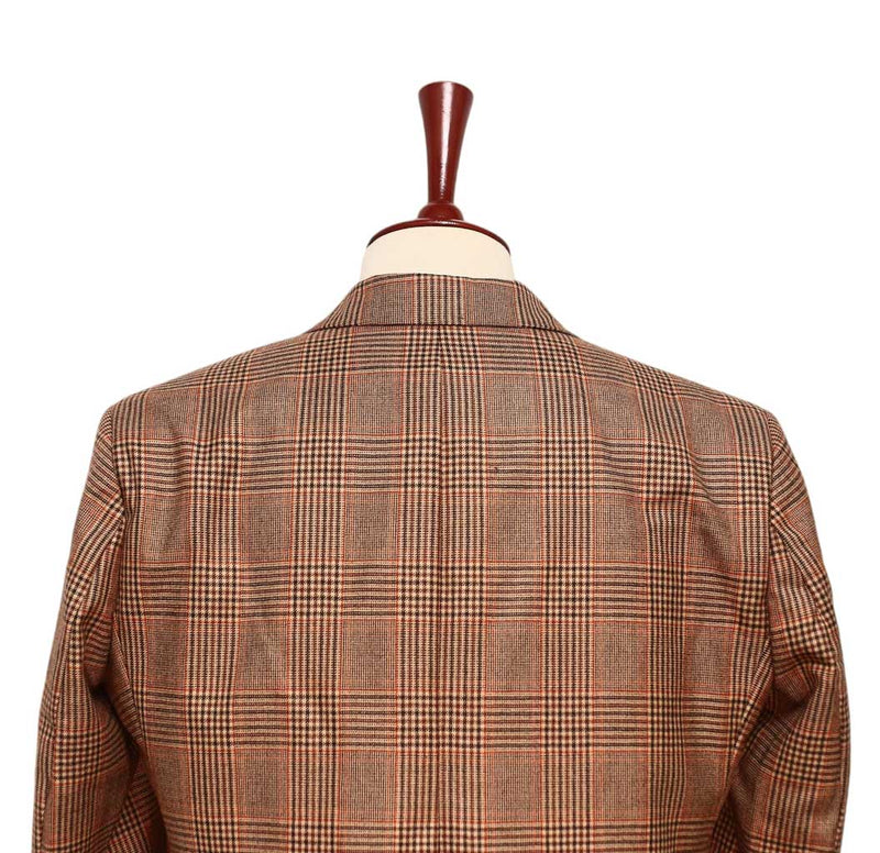Mens Blazer Beige Orange Plaid Wool Formal Party Jacket Wedding Sport Coat 42R