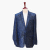 Mens Blazer Blue Gold Velvet Chevron Print Formal Party Jacket Wedding Sport Coat 42R