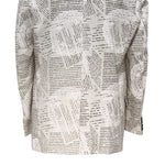 Mens Blazer Ivory Newpaper Print Cotton Formal Party Jacket Wedding Sport Coat 42R