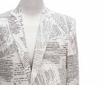 Mens Blazer Ivory Newpaper Print Cotton Formal Party Jacket Wedding Sport Coat 42R