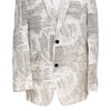 Mens Blazer Ivory Newpaper Print Cotton Formal Party Jacket Wedding Sport Coat 42R
