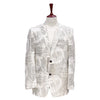 Mens Blazer Ivory Newpaper Print Cotton Formal Party Jacket Wedding Sport Coat 42R