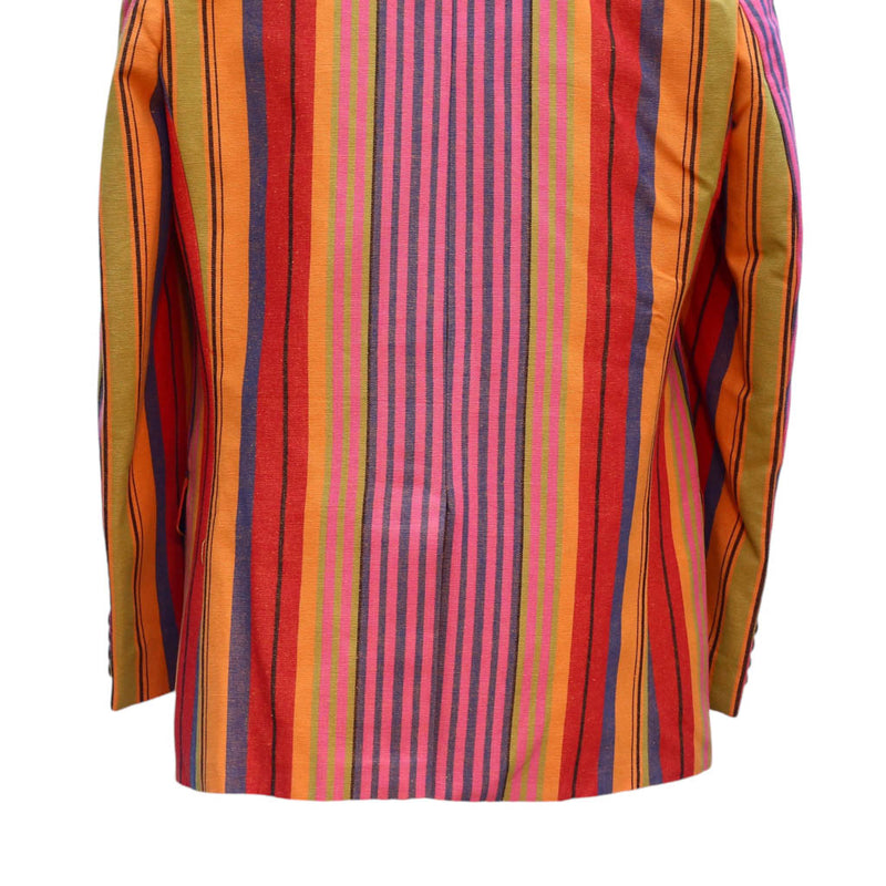 Mens Blazer Multicolor Striped Cotton Formal Party Jacket Wedding Sport Coat 42R