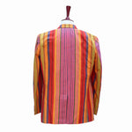 Mens Blazer Multicolor Striped Cotton Formal Party Jacket Wedding Sport Coat 42R