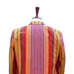 Mens Blazer Multicolor Striped Cotton Formal Party Jacket Wedding Sport Coat 42R