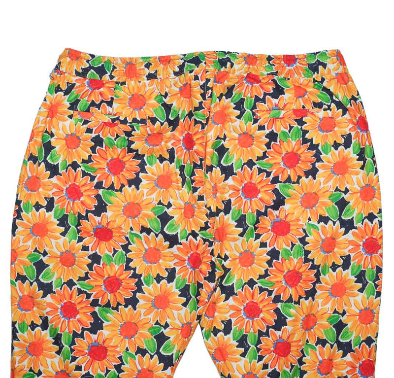 Mens Pants Joggers Orange Green Blue Flower Floral Loose Harem Casual Beach XL