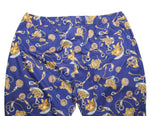 Mens Pants Joggers Blue Gold Baroque Abstract Drawstring Loose Harem Beach XL