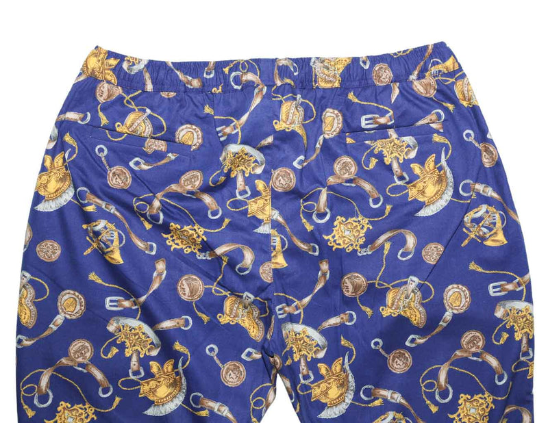Mens Pants Joggers Blue Gold Baroque Abstract Drawstring Loose Harem Beach XL