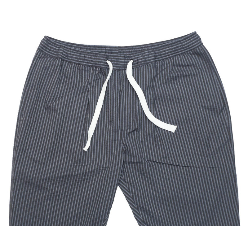 Mens Pants Joggers Gray Striped Seersucker Drawstring Loose Harem Casual Medium