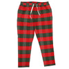 Mens Pants Joggers Red Gray Plaid Check Cotton Drawstring Loose Harem Casual XL