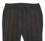 Mens Pants Joggers Brown Plaid Seersucker Drawstring Loose Harem Casual Beach XL