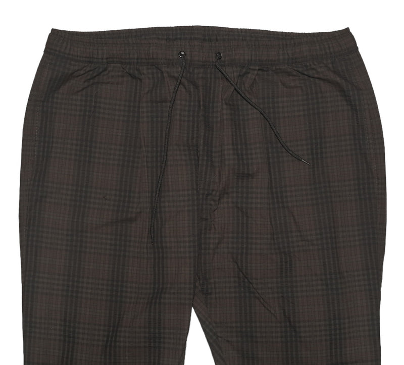Mens Pants Joggers Brown Plaid Seersucker Drawstring Loose Harem Casual Beach XL