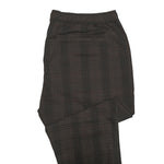 Mens Pants Joggers Brown Plaid Seersucker Drawstring Loose Harem Casual Beach XL