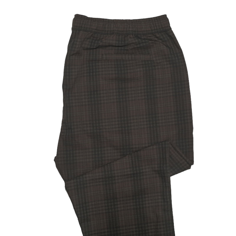 Mens Pants Joggers Brown Plaid Seersucker Drawstring Loose Harem Casual Beach XL