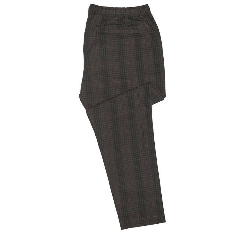 Mens Pants Joggers Brown Plaid Seersucker Drawstring Loose Harem Casual Beach XL