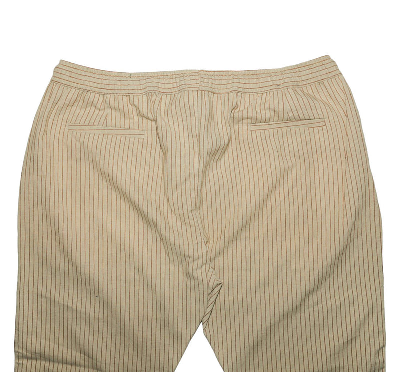 Mens Pants Joggers Beige Red Striped Cotton Drawstring Loose Harem Casual XL