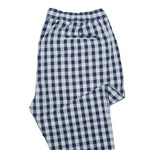 Mens Pants Joggers Blue White Check Seersucker Drawstring Loose Harem Casual XL