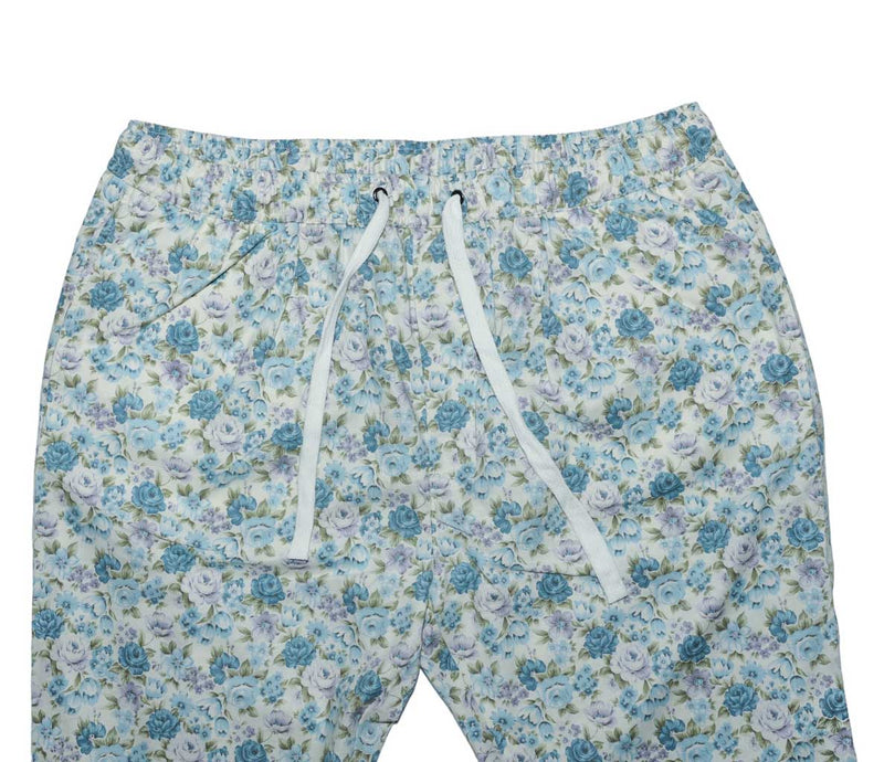 Mens Pants Joggers Blue Purple Floral Drawstring Loose Harem Casual Beach XL