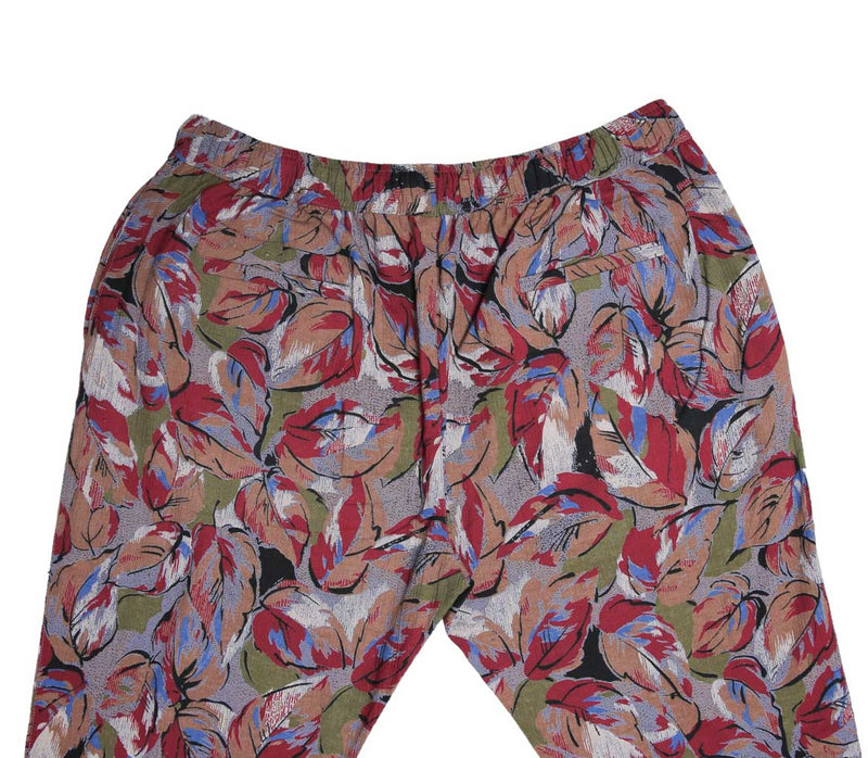 Mens Pants Joggers Multicolor Floral Linen Blend Loose Harem Casual Beach Large
