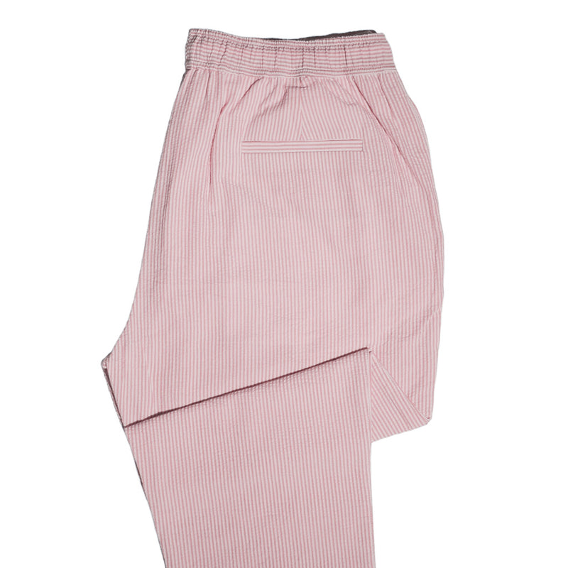 Mens Pants Joggers Pink White Striped Seersucker Loose Harem Casual Beach Medium