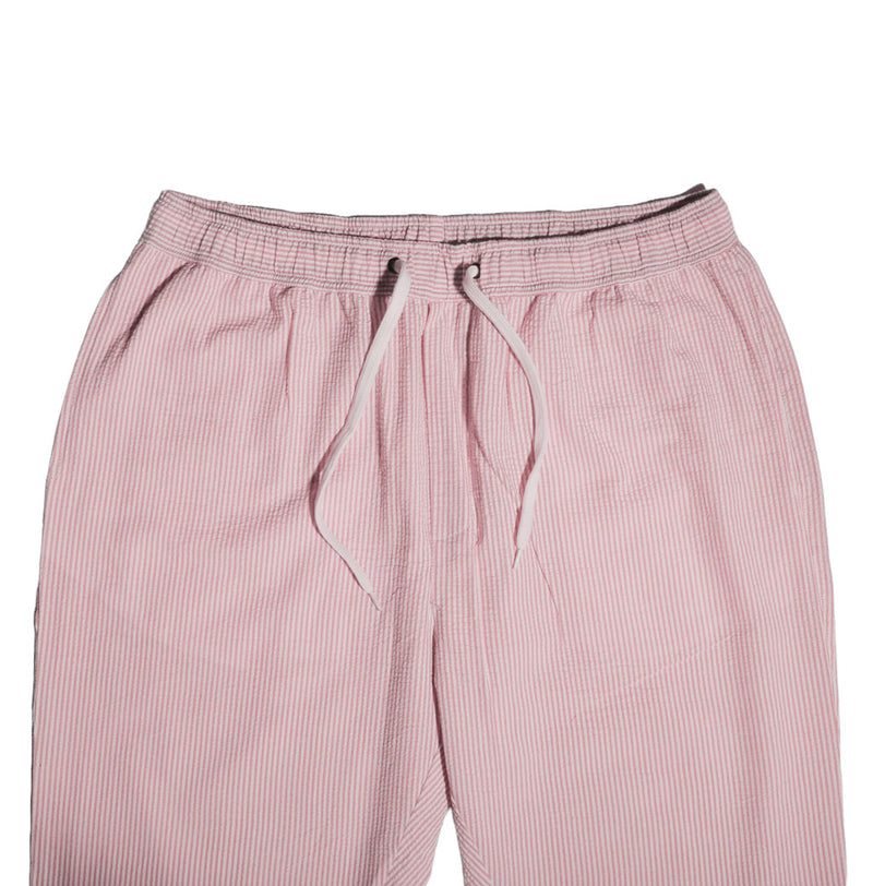 Mens Pants Joggers Pink White Striped Seersucker Loose Harem Casual Beach Medium