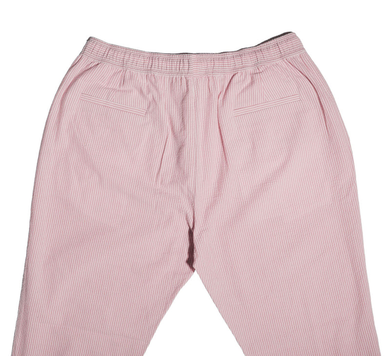 Mens Pants Joggers Pink White Striped Seersucker Loose Harem Casual Beach Medium