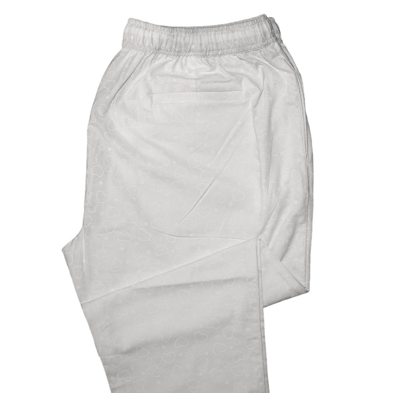Mens Pants Joggers White Hearts Cotton Drawstring Loose Harem Casual Beach Large