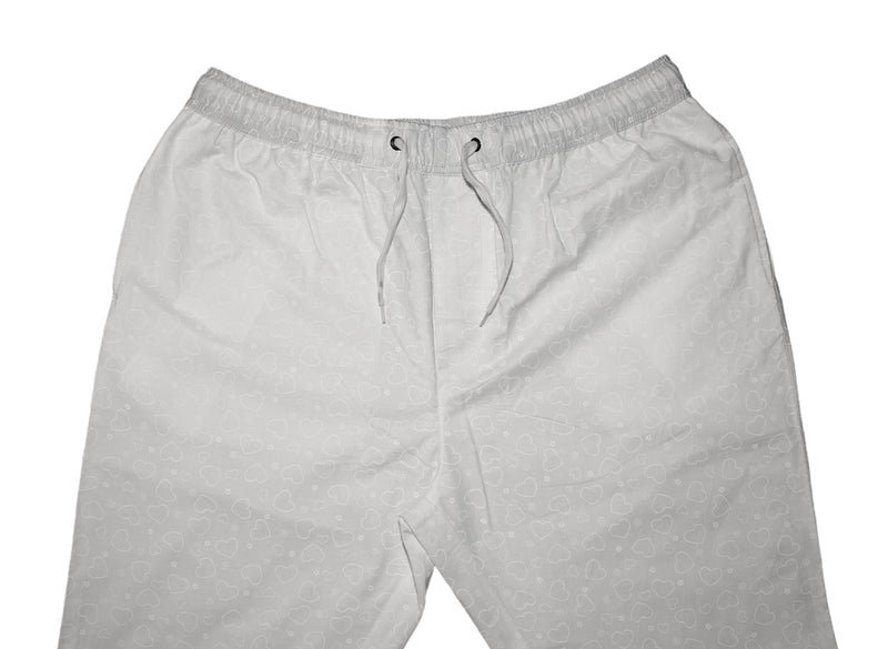 Mens Pants Joggers White Hearts Cotton Drawstring Loose Harem Casual Beach Large