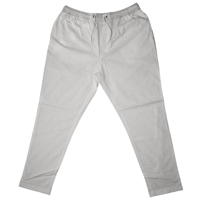 Mens Pants Joggers White Hearts Cotton Drawstring Loose Harem Casual Beach Large