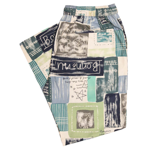 Mens Pants Joggers Blue Green Abstract Drawstring Loose Harem Casual Beach Large