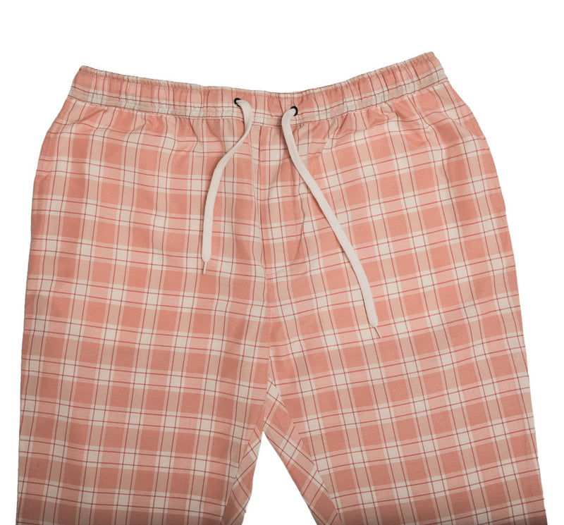 Mens Pants Joggers Pink Plaid Check Drawstring Loose Harem Casual Beach Large