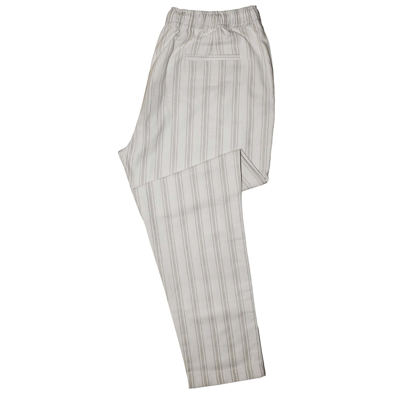 Mens Pants Joggers Beige White Striped Elastic Waist Loose Casual Beach Large
