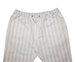 Mens Pants Joggers Beige White Striped Elastic Waist Loose Casual Beach Large