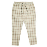 Mens Pants Joggers Beige Plaid Seersucker Drawstring Loose Harem Casual Beach XL