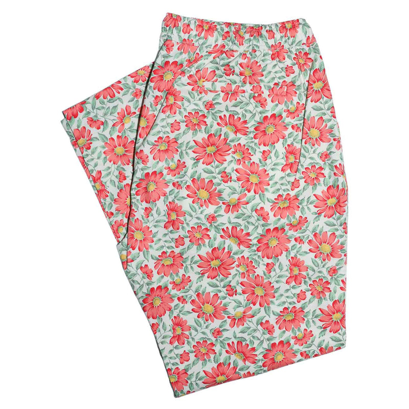 Mens Pants Joggers Pink Green Floral Cotton Stretch Loose Harem Casual Beach XL
