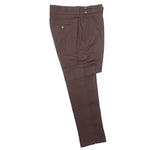 Men's Gurkha Pants Brown Cotton Slim High Waist Flat Front Dress Trousers 38