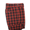 Men's Gurkha Pants Red Black Check Wool Slim High Waist Flat Front Dress Trousers 38