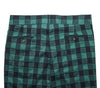 Men's Gurkha Pants Green Blue Plaid Check Geometric Slim High Waist Flat Front Dress Trousers 38