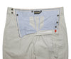 Men's Gurkha Pants Beige Black Striped Cotton Slim High Waist Flat Front Dress Trousers 38