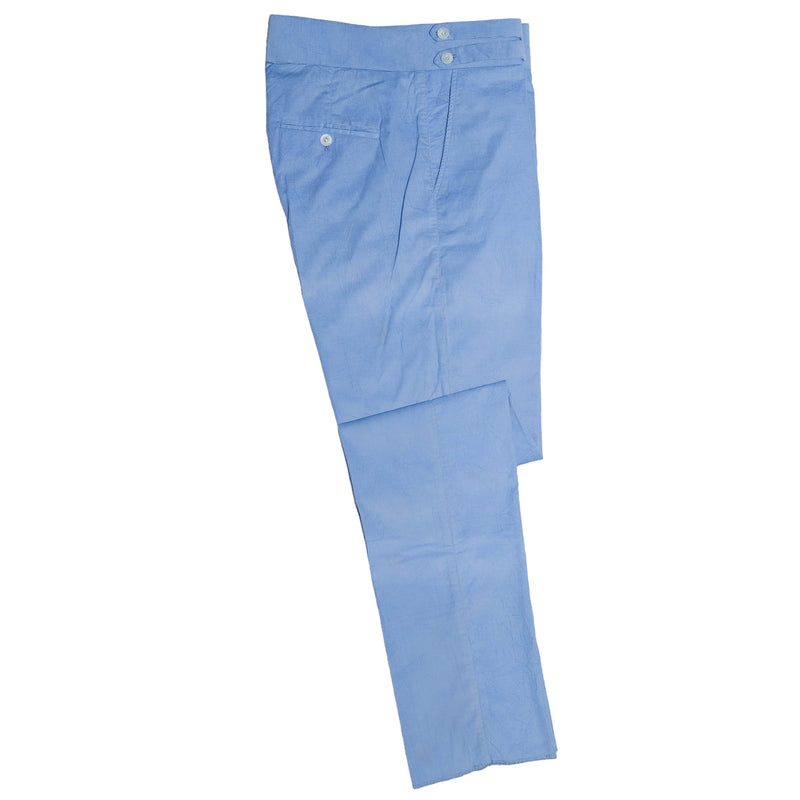 Men's Gurkha Pants Light Blue Corduroy Slim High Waist Flat Front Dress Trousers 36