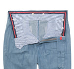 Men's Gurkha Pants Blue Cotton Slim High Waist Flat Front Dress Trousers 34