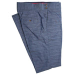 Men's Gurkha Pants Blue Barre Striped Wool Slim High Waist Flat Front Dress Trousers 36