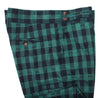 Men's Gurkha Pants Green Blue Check Cotton Slim High Waist Flat Front Dress Trousers 38