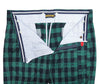 Men's Gurkha Pants Green Blue Check Cotton Slim High Waist Flat Front Dress Trousers 38