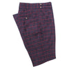 Men's Gurkha Pants Blue Red Geometric Wool Slim High Waist Flat Front Dress Trousers 38