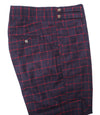 Men's Gurkha Pants Blue Red Geometric Wool Slim High Waist Flat Front Dress Trousers 38