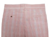 Men's Gurkha Pants Pink Striped Linen Slim High Waist Flat Front Dress Trousers 38