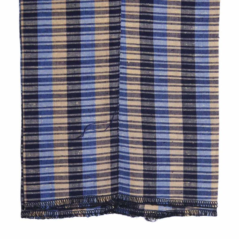 Men's Gurkha Pants Blue Beige Plaid Check Slim High Waist Flat Front Dress Trousers 36